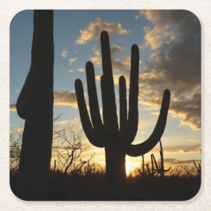 Dessous De Verre Carré Saguaro Sunset II Arizona