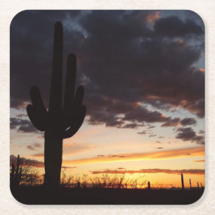 Dessous De Verre Carré Saguaro Sunset III Arizona Desert Paysage