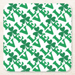 Dessous De Verre Carré Saint Patrick's Day Amour Shamrock