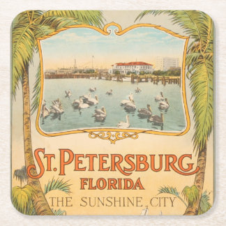 Dessous De Verre Carré Saint-Pétersbourg Floride Vintage La Ville Ensolle