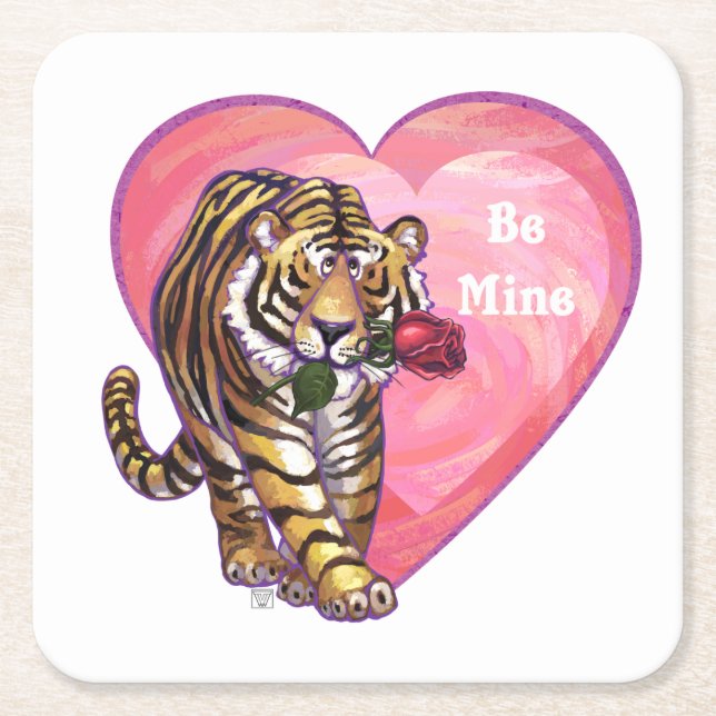 Dessous De Verre Carré Saint Valentin de Tigre (Devant)