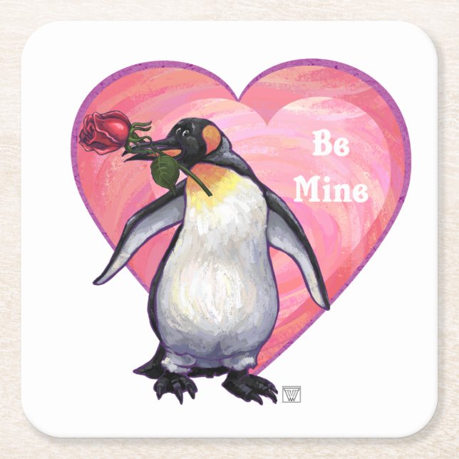 Dessous De Verre Carré Saint-Valentin Penguin (Devant)