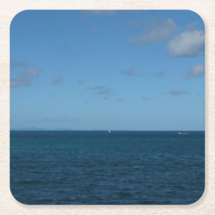 Dessous De Verre Carré Sainte-Lucie Horizon Océan Bleu