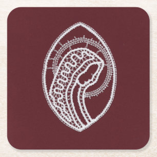 Dessous De Verre Carré Sainte Vierge Marie, dentelle
