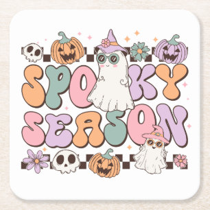 Dessous De Verre Carré Saison Éffrayante des fantômes d'Halloween