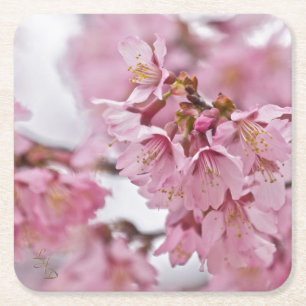 Dessous De Verre Carré Sakura Cherry Blossoms rose pâle