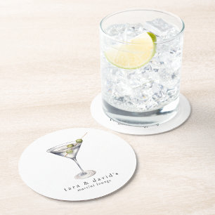 Dessous De Verre Carré Salon de cocktail Martini avec votre nom
