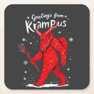 Dessous De Verre Carré Salutation de Noël de Krampus Xmas