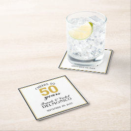 Dessous De Verre Carré Salutations à 50 ans Mariage Anniversaire Or