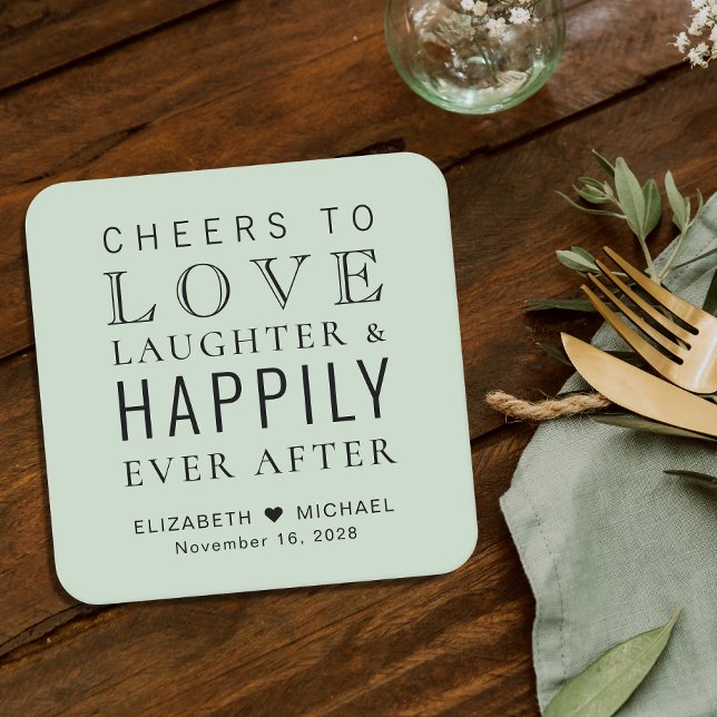 Dessous De Verre Carré Salutations Amour Rire Heureusement Jamais Après M (Créateur téléchargé)