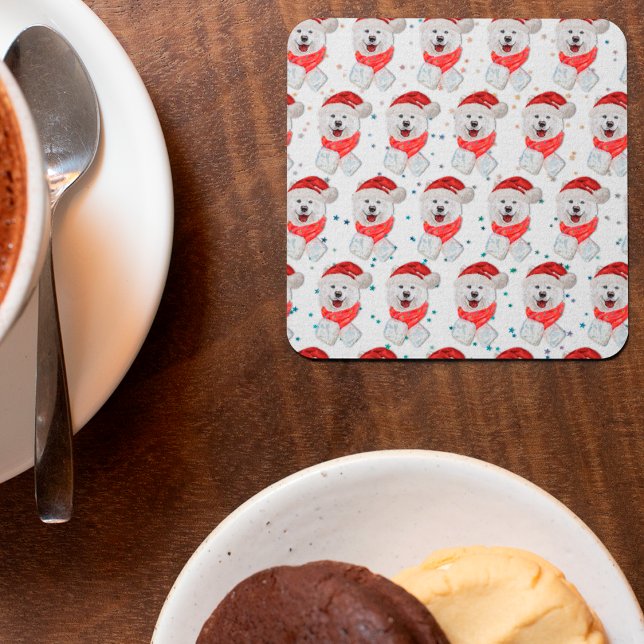 Dessous De Verre Carré Samoyed Chien race Étoiles de Noël (Créateur téléchargé)