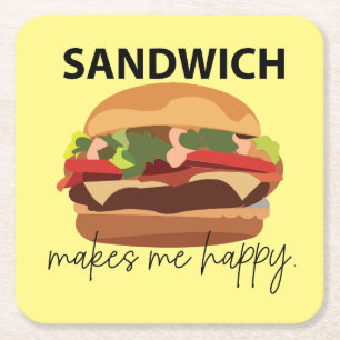 Dessous De Verre Carré Sandwich Me Rend Heureux
