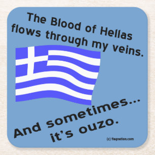Dessous De Verre Carré Sang de Hellas dans les veines parfois Ouzo