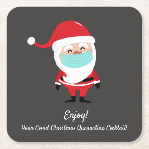 Dessous De Verre Carré Santa Claus Covid Christmas Quarantine Cocktail