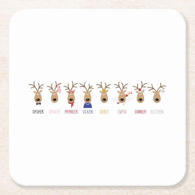 Dessous De Verre Carré Santas Reindee (Devant)