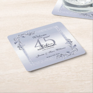 Dessous De Verre Carré Sapphire Gem & Parties scintillant 45e anniversair