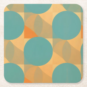 Dessous De Verre Carré Sarcelle, Brun et Orange dans un motif de style ré