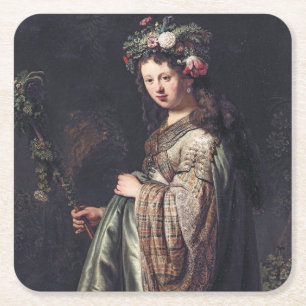 Dessous De Verre Carré Saskia van Uylenburgh, Flora, Rembrandt, 1634