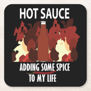 Dessous De Verre Carré Sauce chaude Ketchup Fire Red Chili Pepper