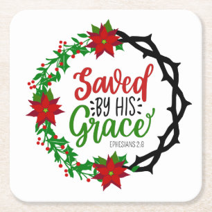 Dessous De Verre Carré Sauvé par Sa Grace Christmas Wreath