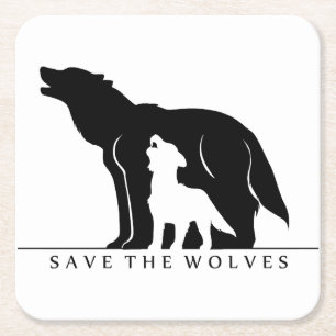 Dessous De Verre Carré Sauvez les loups (ver blanc).