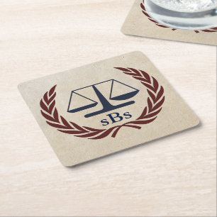 Dessous De Verre Carré Scales de justice Cadeaux d'avocat personnalisé