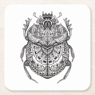 Dessous De Verre Carré Scarabée africain Zendoodle