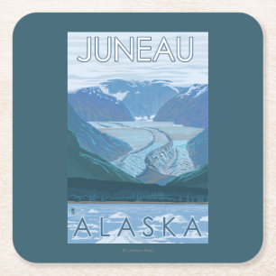 Dessous De Verre Carré Scène de glacier - Juneau, Alaska