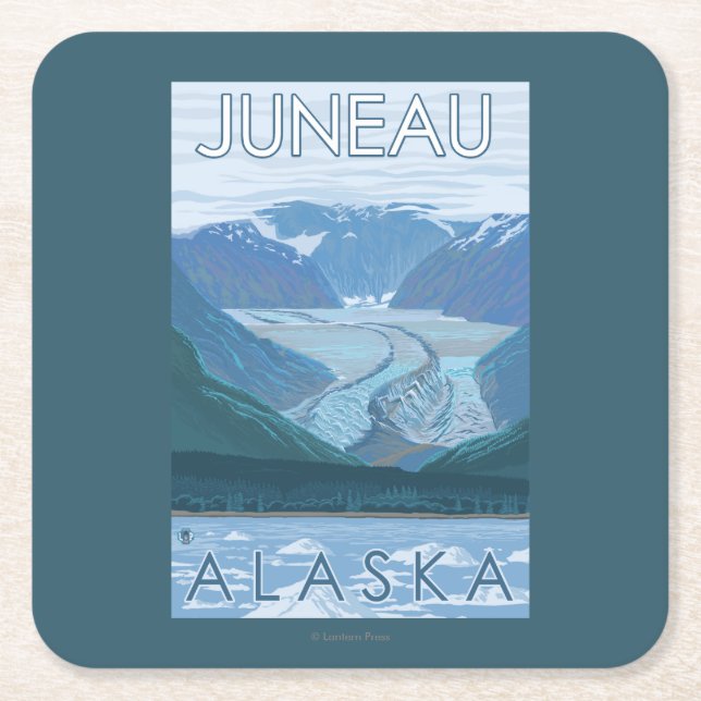 Dessous De Verre Carré Scène de glacier - Juneau, Alaska (Devant)