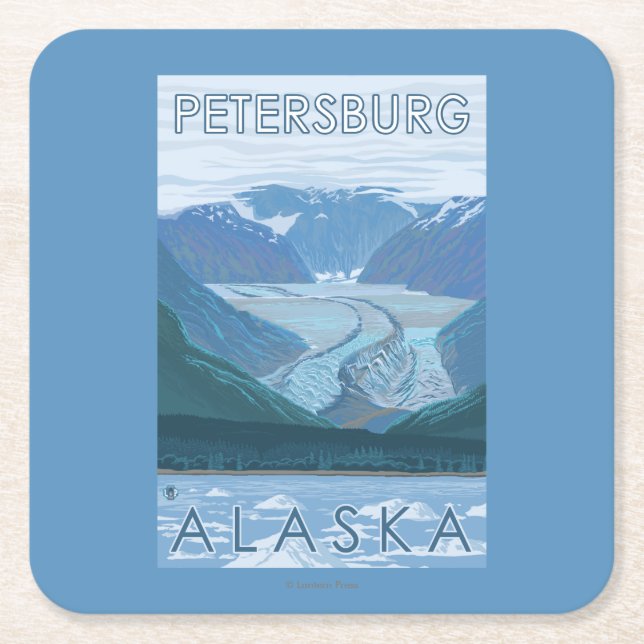 Dessous De Verre Carré Scène de glacier - Pétersbourg, Alaska (Devant)
