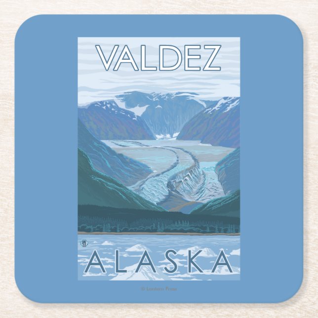Dessous De Verre Carré Scène de glacier - Valdez, Alaska (Devant)
