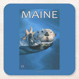 Dessous De Verre Carré Scène de loutre de MaineSea