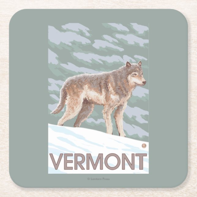 Dessous De Verre Carré Scène de VermontWolf (Devant)