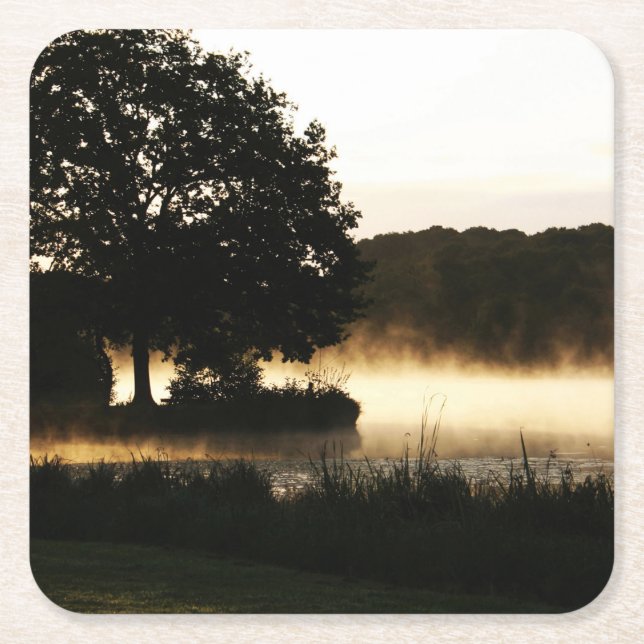 Dessous De Verre Carré Scène du lac du matin (Devant)