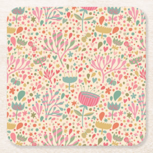 Dessous De Verre Carré Schéma floral clair