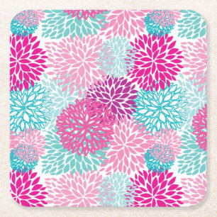 Dessous De Verre Carré Schéma floral lumineux 2