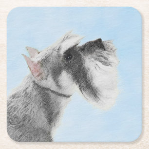 Dessous De Verre Carré Schnauzer (Giant, Standard) Peinture - Chien Art