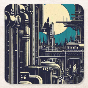 Dessous De Verre Carré Sciage urbain futuriste SF 2