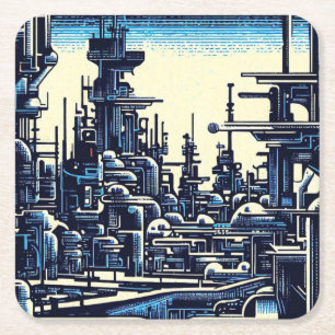 Dessous De Verre Carré Sciage urbain futuriste SF 4