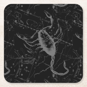 Dessous De Verre Carré Scorpio Constellation Hevelius 1690 Engraving