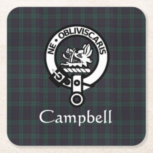 Dessous De Verre Carré Scottish Campbell Crest Badge & Tartan