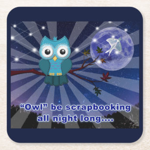Dessous De Verre Carré Scrapbookers "Owl Retire Toute La Nuit"