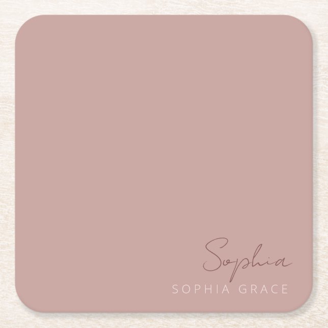 Dessous De Verre Carré Script manuscrit moderne Dusty Rose customisé (Devant)
