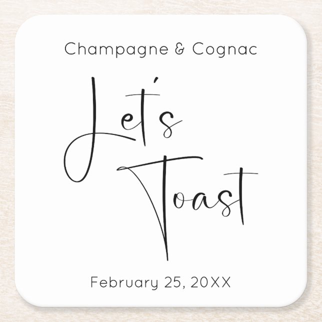 Dessous De Verre Carré Script moderne Wedding shower de toast (Devant)