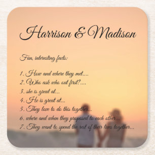 Dessous De Verre Carré Script photo personnalisé couple faits amusants ma