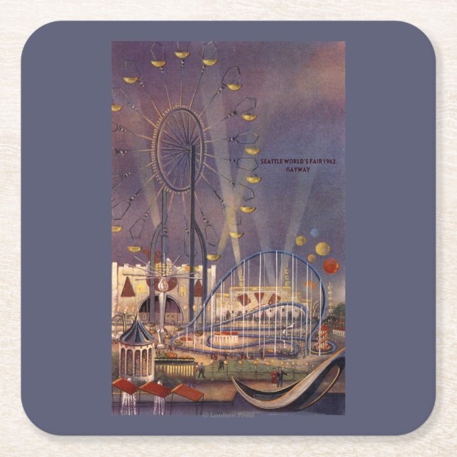 Dessous De Verre Carré Seattle, affiche de l'Exposition universelle (Devant)