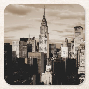 Dessous De Verre Carré Sepia New York City - Croquis