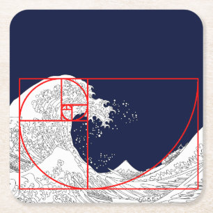 Dessous De Verre Carré Séquence Fibonacci et la Grande Vague
