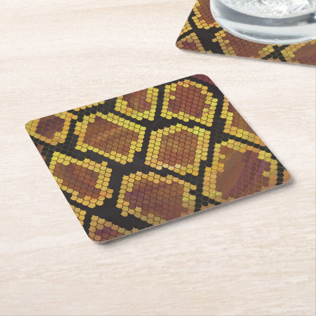 Dessous De Verre Carré Serpent Brown et impression or (Incliné)