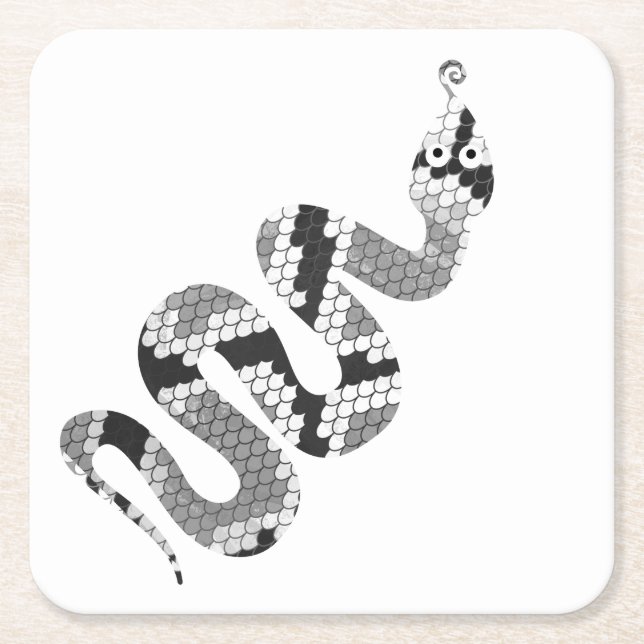 Dessous De Verre Carré Serpent gris et silhouette gris clair (Devant)